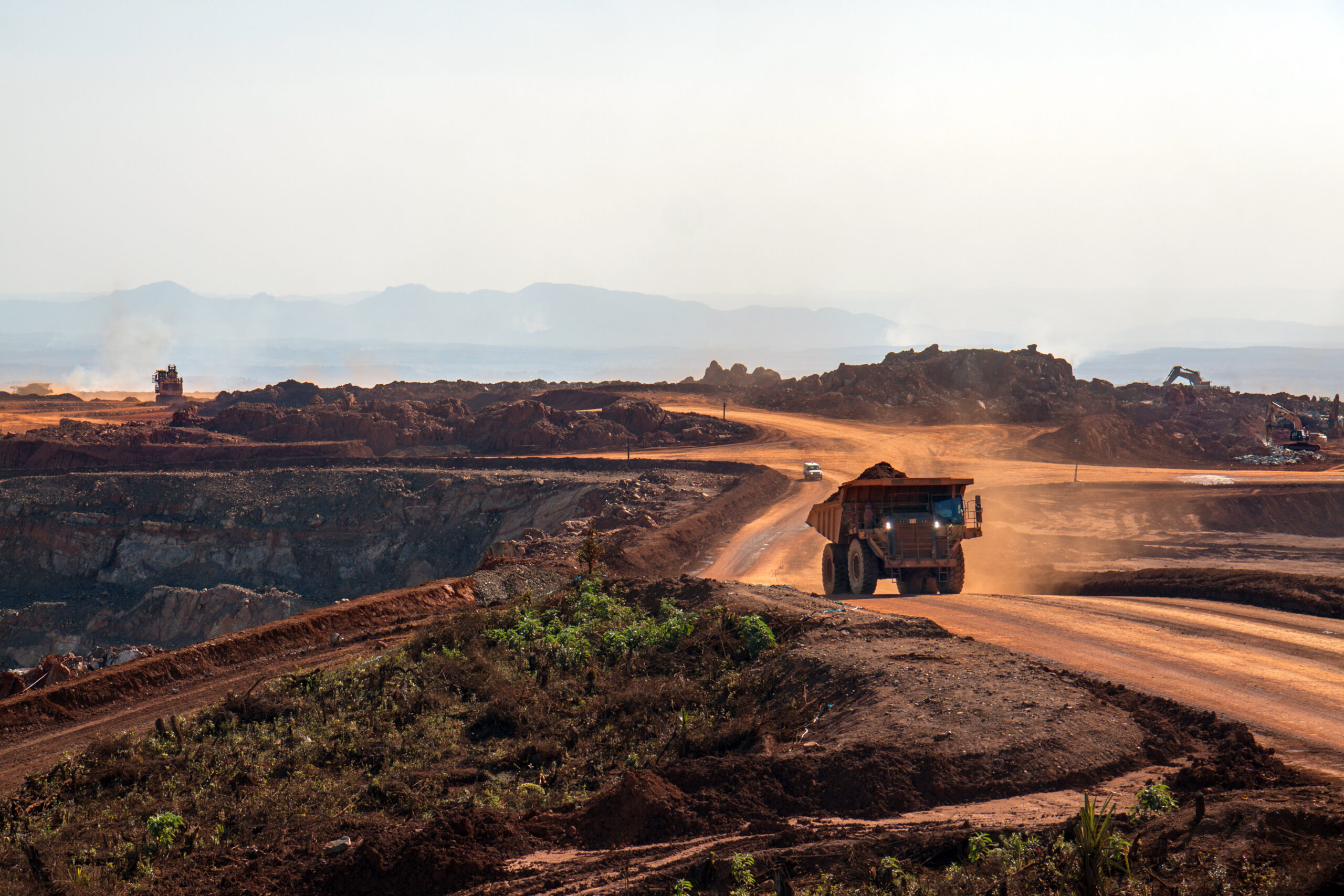 Dump truck in pit mine